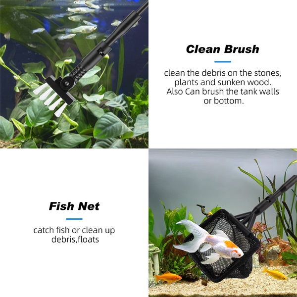 Fish Tank Cleaning Tools, 6-in-1 Aquarium Cleaning Tools, Adjustable Fish  Tank Cleaning Kit with Long Telescopic Handle, Multi-Function Aquarium