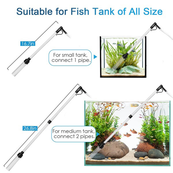 Aquarium/Fish Tank Siphon and Gravel Cleaner - A Hand Syphon Pump to Drain  and Replace Your Water in Minutes!